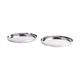 Designer Silver Stainless Steel Dry Fruit Tray Set Of 2 - Polka Series | Designer Steel Rajbhog Snack Side Plate - Multipurpose Small Thali Serving Platter | Serve Ware & Tableware